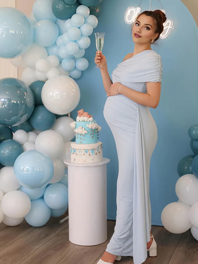 Gaun Pemotretan Ibu Hamil Biru - Photography Natural Lighting ulasan dan harga